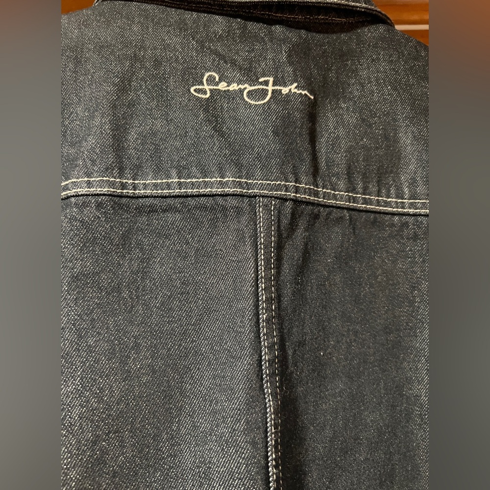 Sean John  Vintage Charcoal Denim Jacket Trucker 90s Baggy Logo Size XXL - Picture 5 of 7